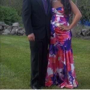 Floral print formal mermaid dress